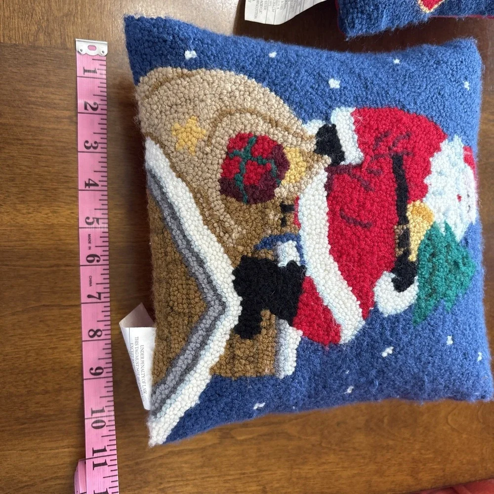 Set Of Two 10x10 Christmas Pillows Santa And‎ Angel